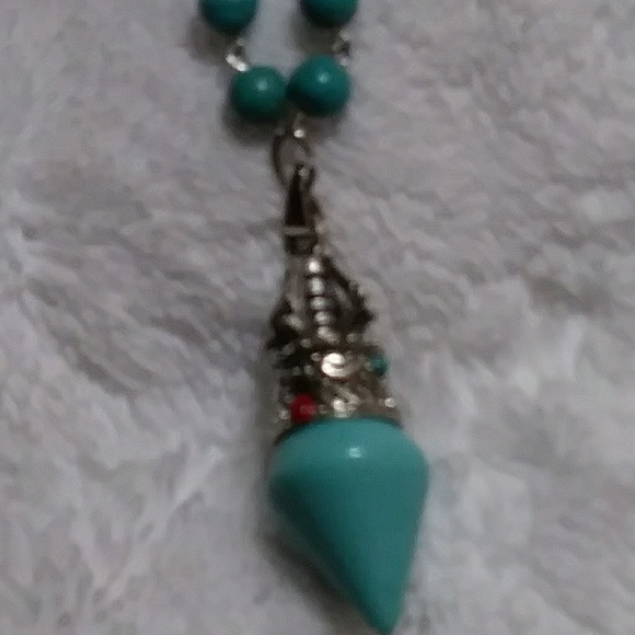 Fabulous Silver, Turquoise and Red Coral Necklace - Picture 5 of 6